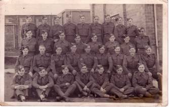 Description: dad middle front  3 platoon 3 coy 5 ITC Richmond Yorks autumn 1944